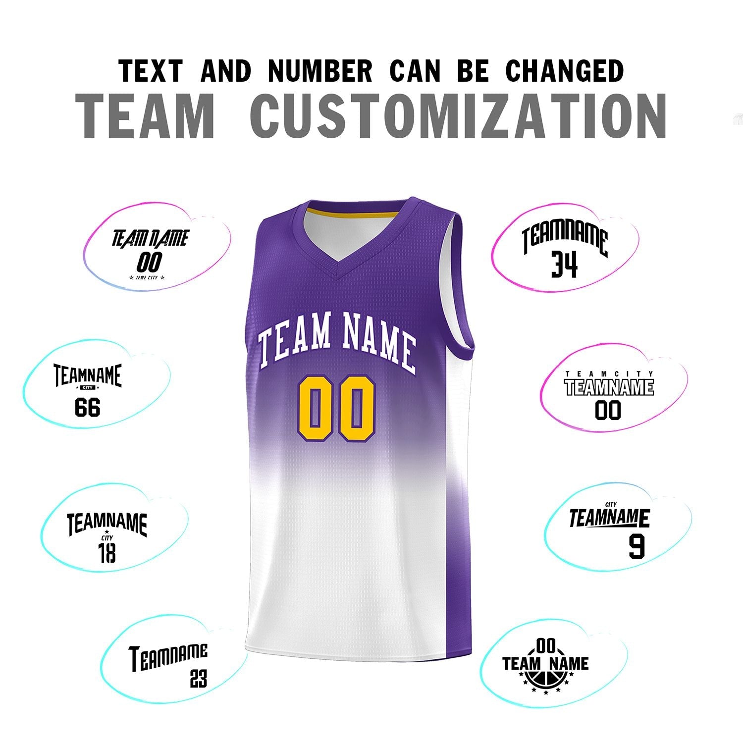 Custom Purple White Gradient Fashion Sets Sports Uniform Basketball Jersey