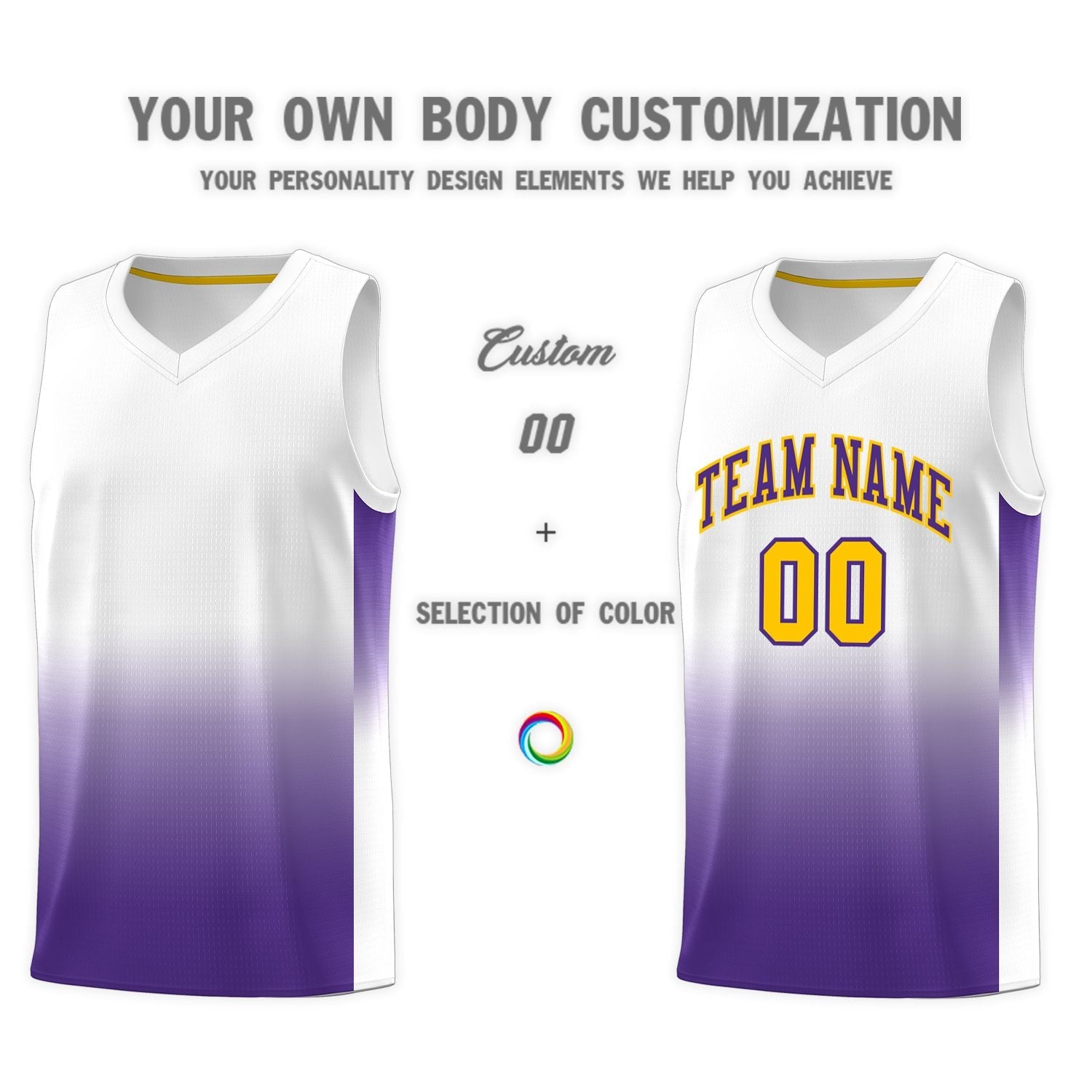 Custom White Purple Gradient Fashion Sets Sports Uniform Basketball Jersey