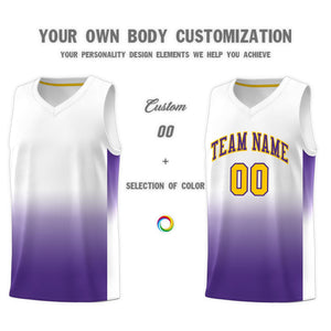 Custom White Purple Gradient Fashion Sets Sports Uniform Basketball Jersey