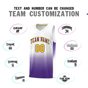 Custom White Purple Gradient Fashion Sets Sports Uniform Basketball Jersey