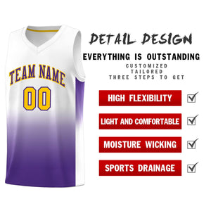 Custom White Purple Gradient Fashion Sets Sports Uniform Basketball Jersey