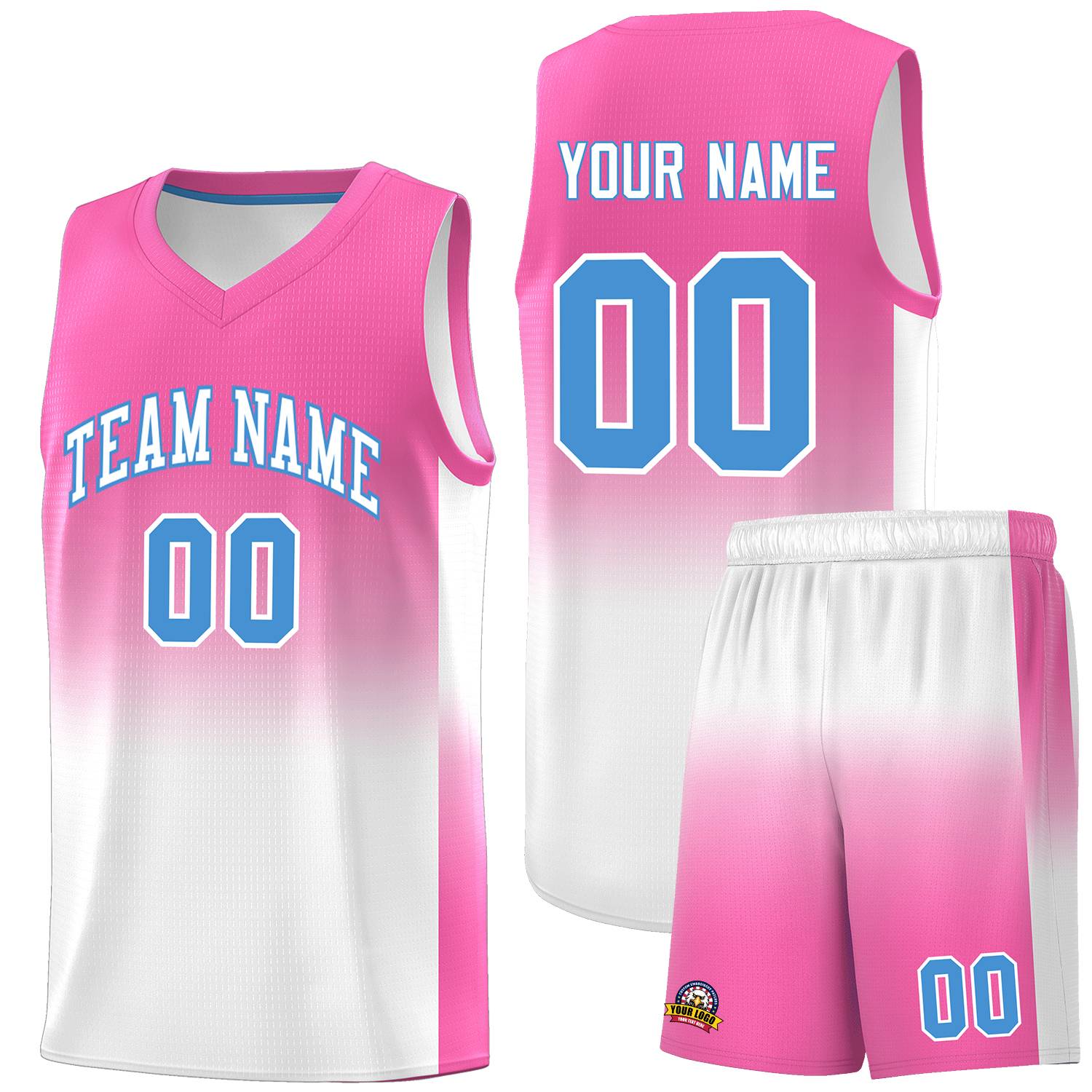 Custom Pink White Gradient Fashion Sets Sports Uniform Basketball Jersey