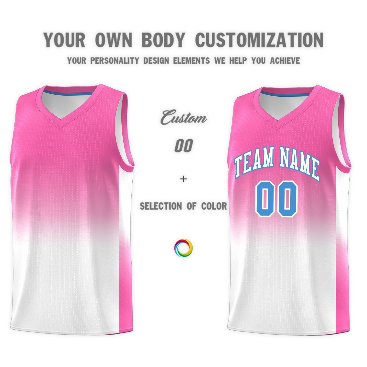 Custom Pink White Gradient Fashion Sets Sports Uniform Basketball Jersey