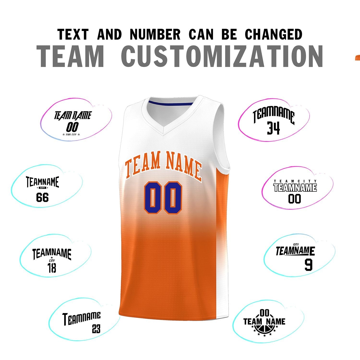 Custom White Orange Gradient Fashion Sets Sports Uniform Basketball Jersey