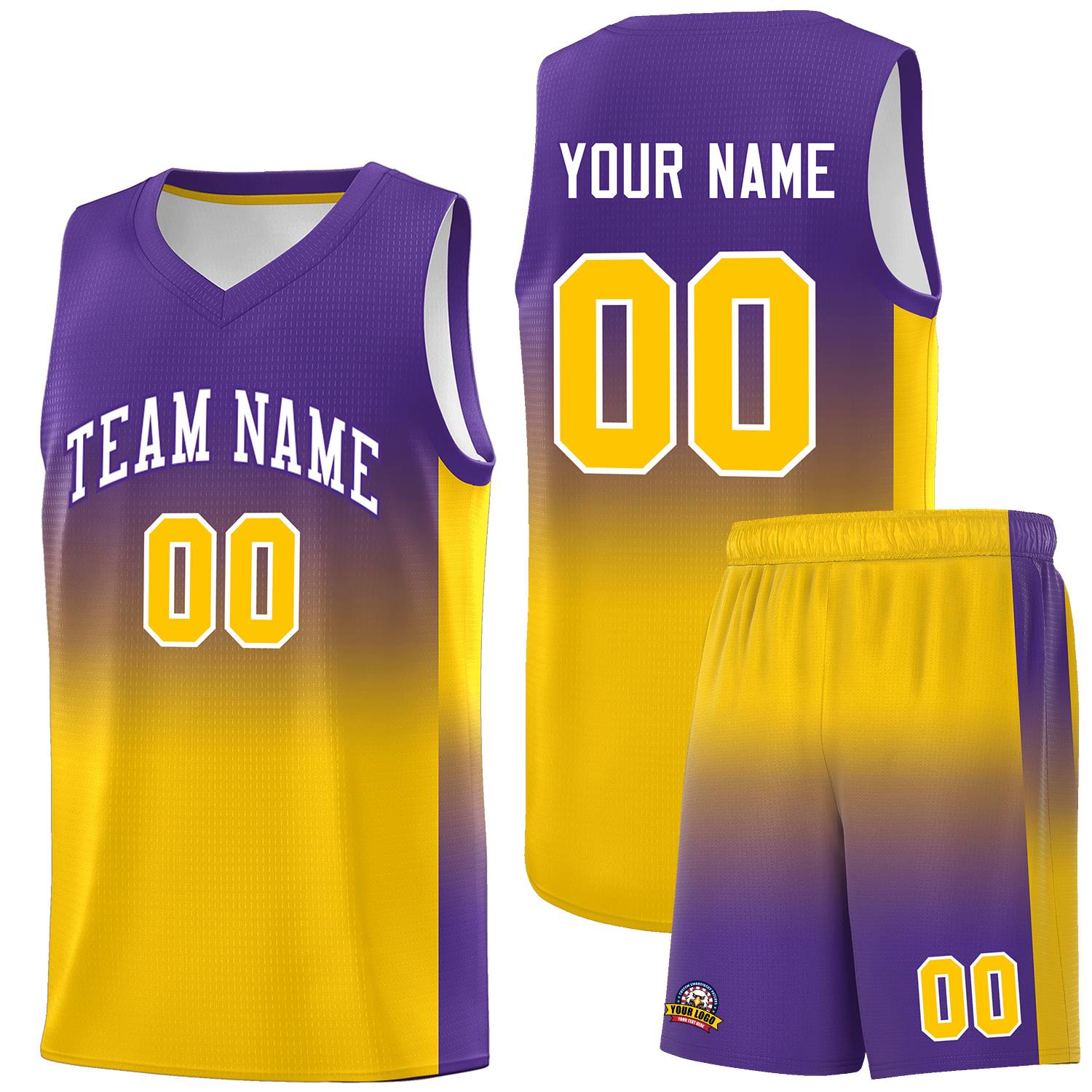 Custom Purple Gold Gradient Fashion Sets Sports Uniform Basketball Jersey