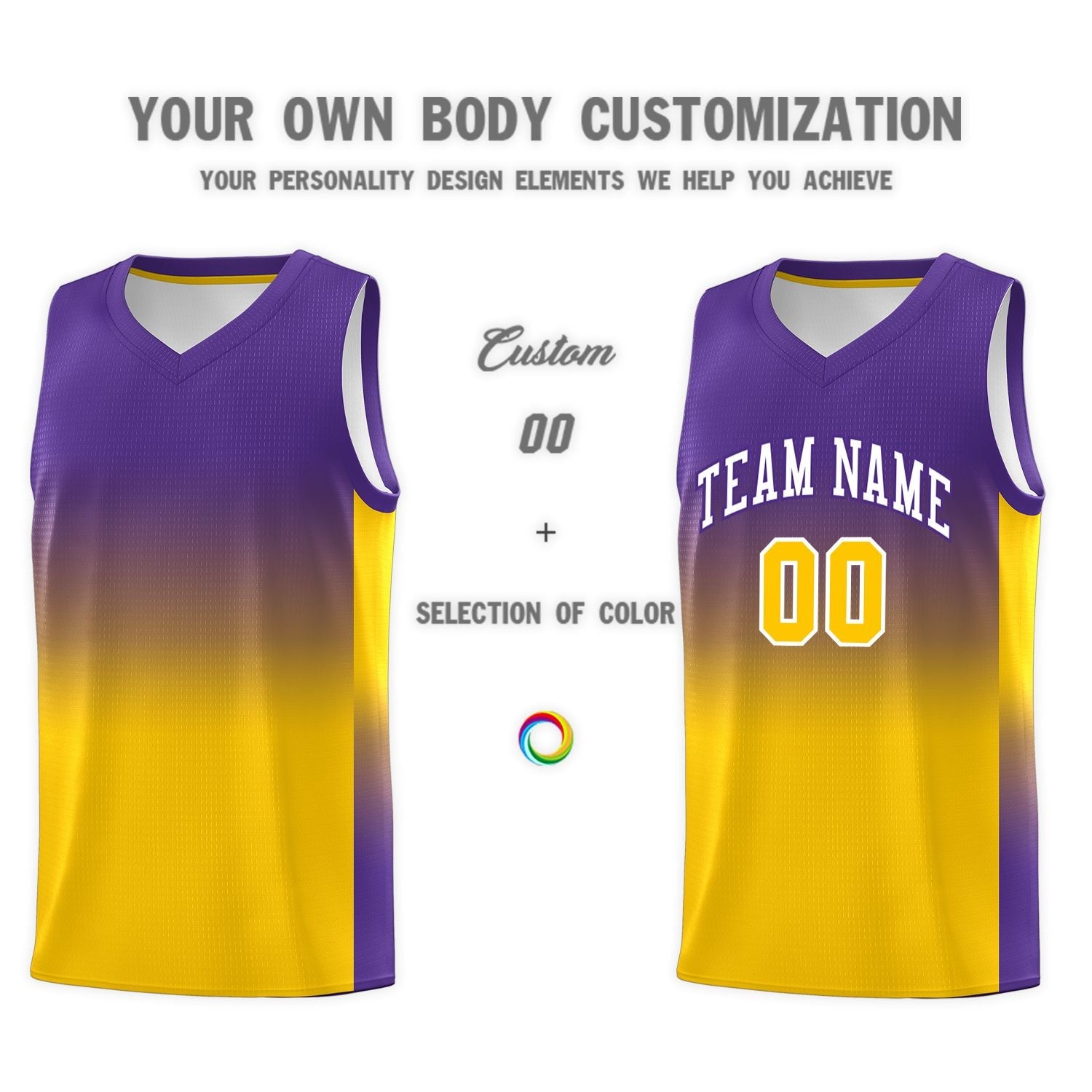 Custom Purple Gold Gradient Fashion Sets Sports Uniform Basketball Jersey