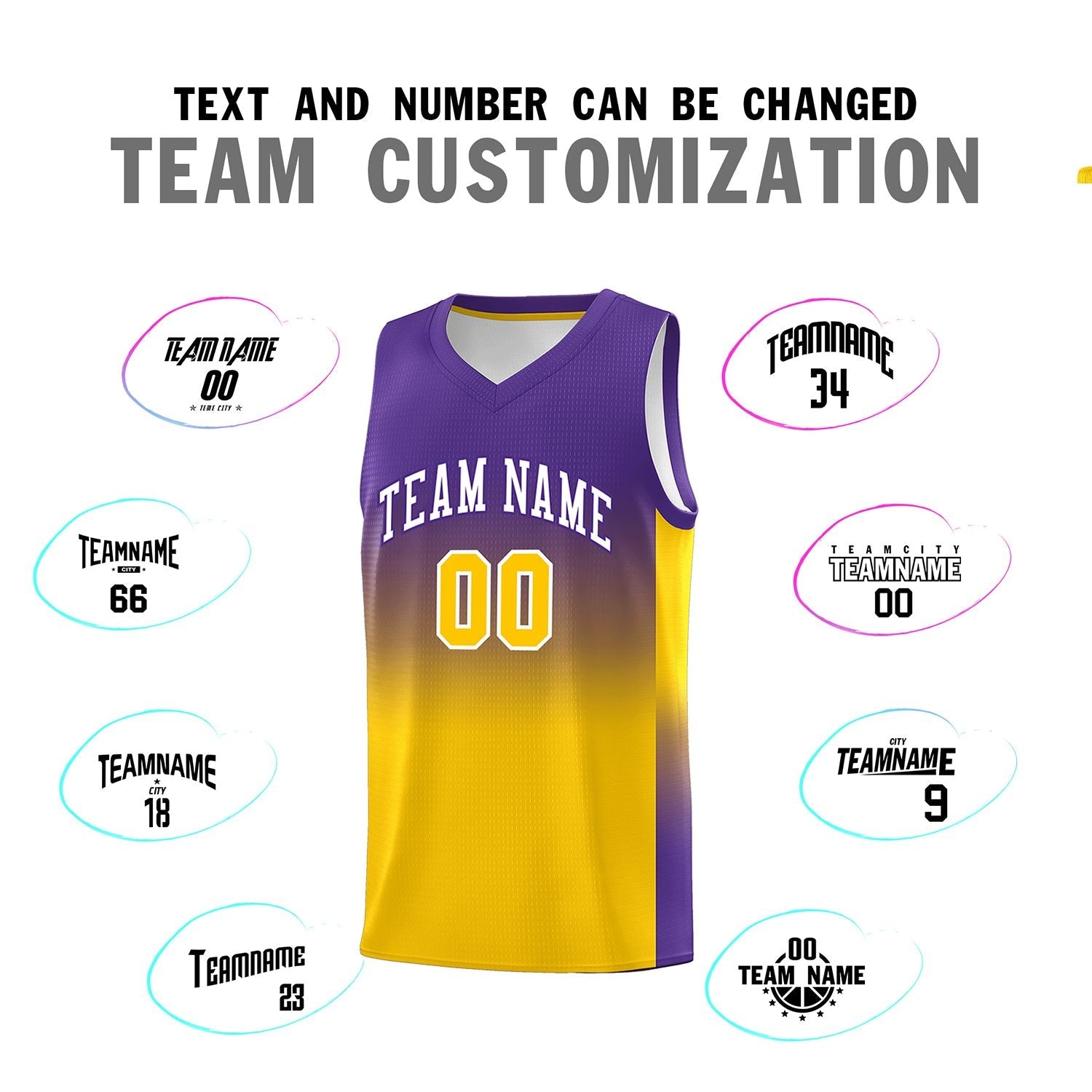 Custom Purple Gold Gradient Fashion Sets Sports Uniform Basketball Jersey