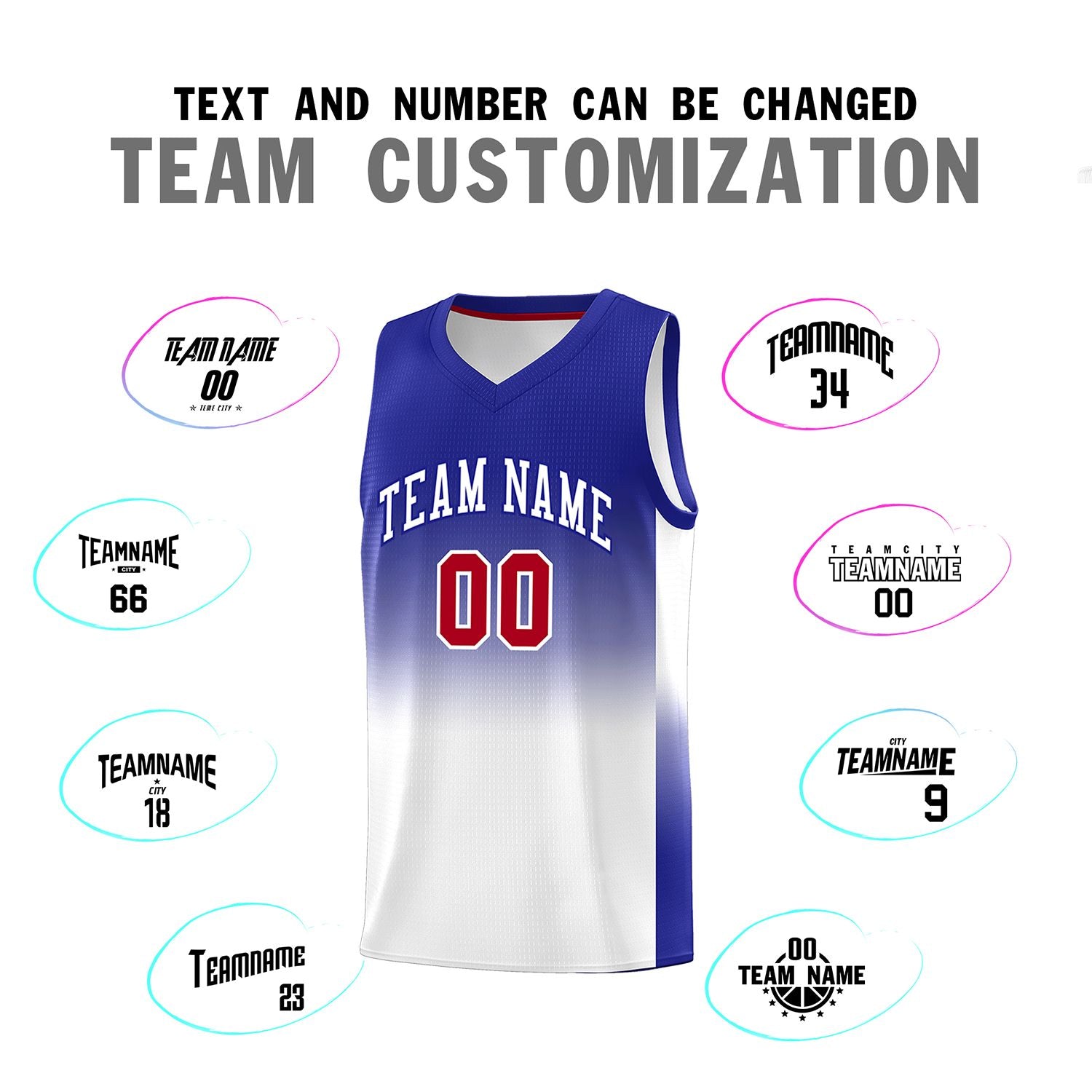 Custom Royal White Gradient Fashion Sets Sports Uniform Basketball Jersey