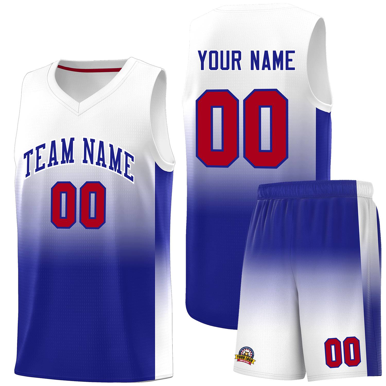 Custom White Royal Gradient Fashion Sets Sports Uniform Basketball Jersey