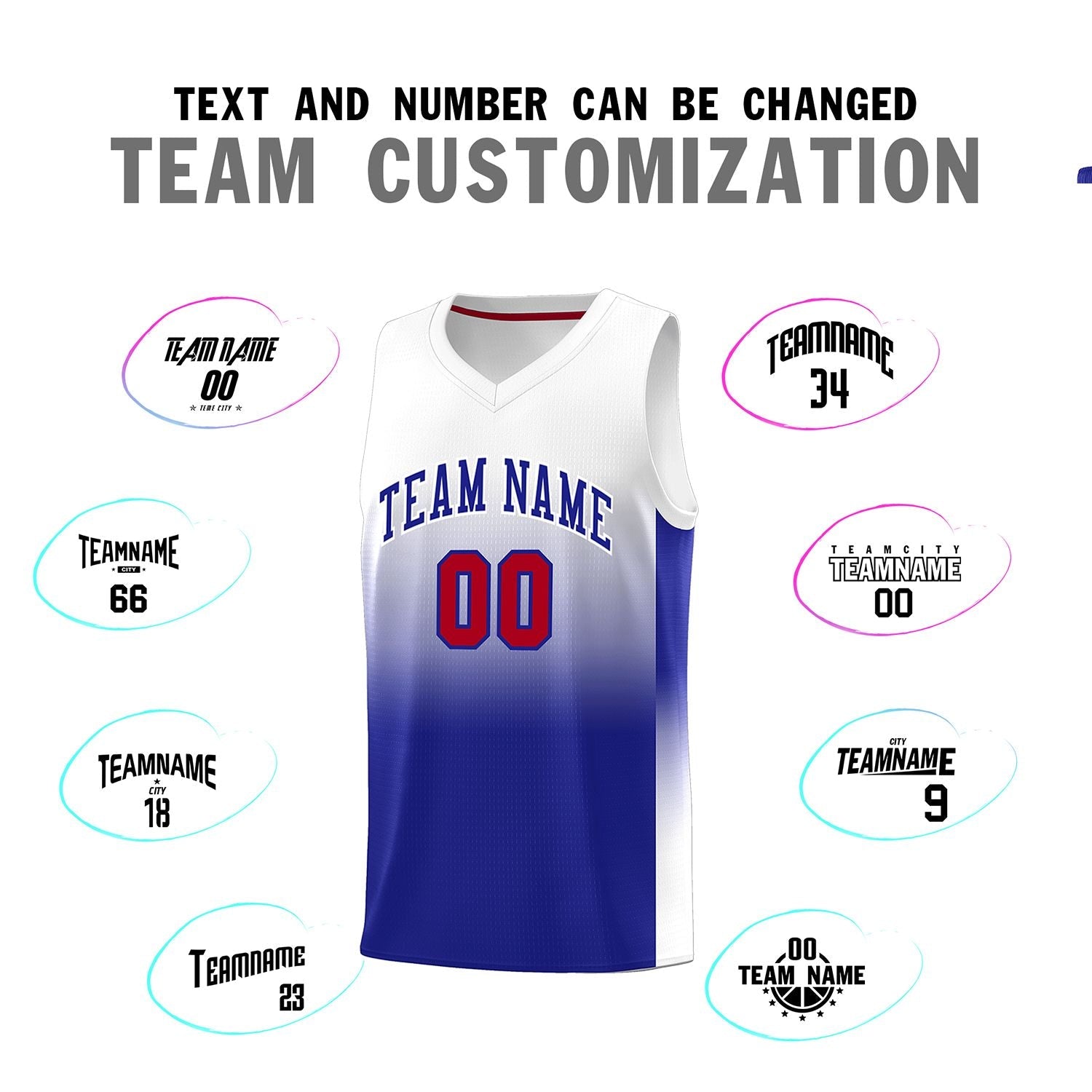 Custom White Royal Gradient Fashion Sets Sports Uniform Basketball Jersey