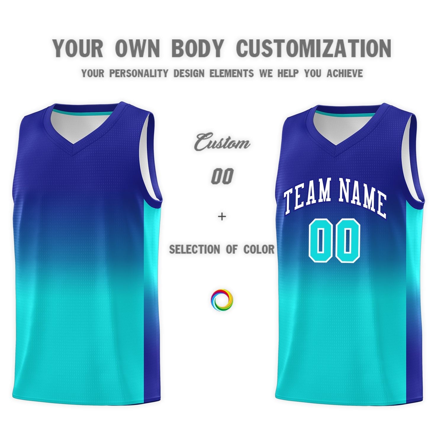 Custom Royal Bright Green Gradient Fashion Sets Sports Uniform Basketball Jersey