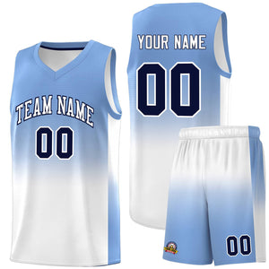 Custom Light Blue White Gradient Fashion Sets Sports Uniform Basketball Jersey