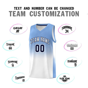 Custom Light Blue White Gradient Fashion Sets Sports Uniform Basketball Jersey