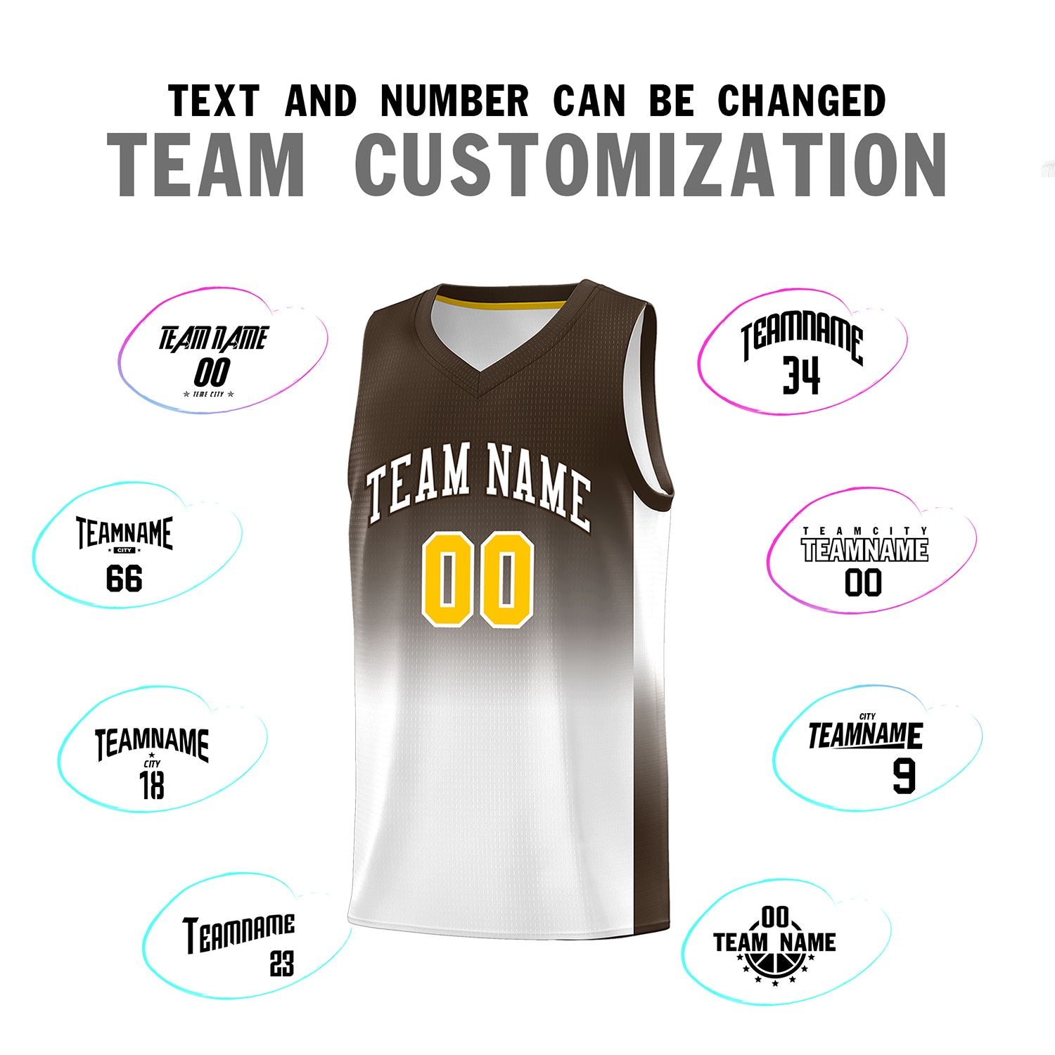 Custom Brown White Gradient Fashion Sets Sports Uniform Basketball Jersey