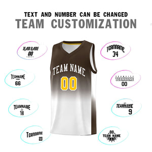 Custom Brown White Gradient Fashion Sets Sports Uniform Basketball Jersey