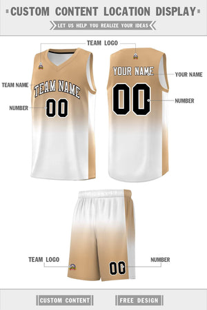 Custom Old Gold White Gradient Fashion Sets Sports Uniform Basketball Jersey