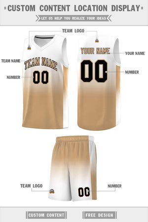 Custom White Old Gold Gradient Fashion Sets Sports Uniform Basketball Jersey