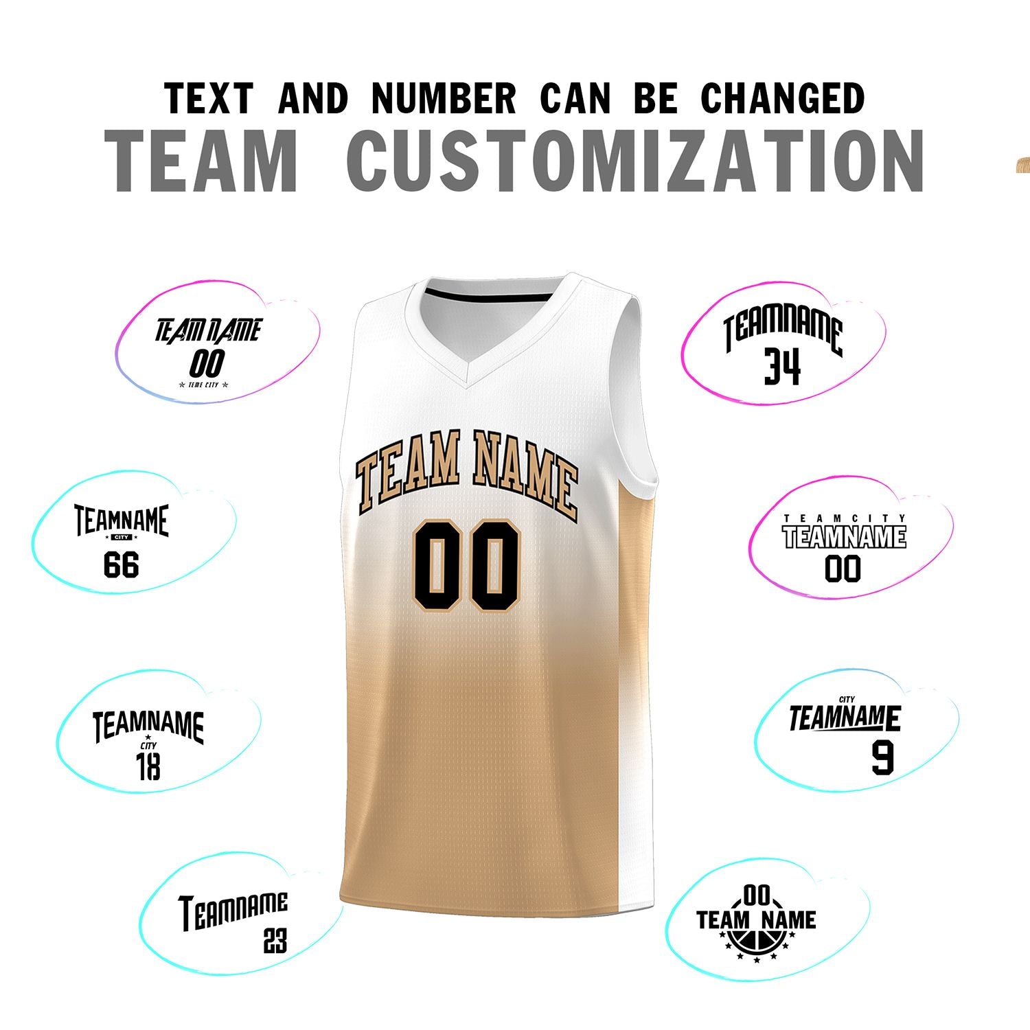 Custom White Old Gold Gradient Fashion Sets Sports Uniform Basketball Jersey