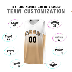 Custom White Old Gold Gradient Fashion Sets Sports Uniform Basketball Jersey