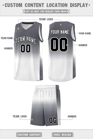 Custom Dark Gray White Gradient Fashion Sets Sports Uniform Basketball Jersey