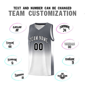 Custom Dark Gray White Gradient Fashion Sets Sports Uniform Basketball Jersey