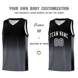 Custom Black Dark Gray Gradient Fashion Sets Sports Uniform Basketball Jersey