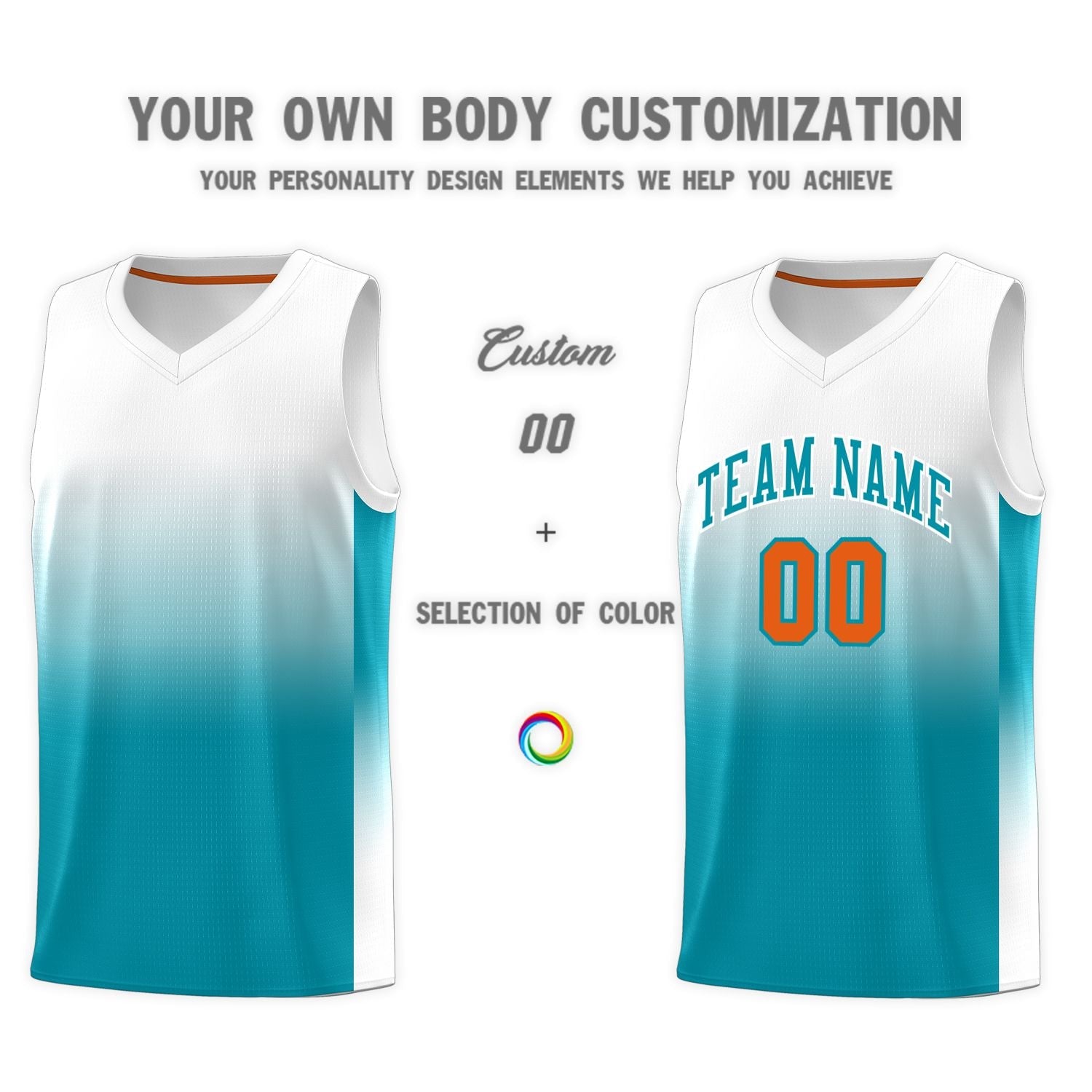 Custom White Aqua Gradient Fashion Sets Sports Uniform Basketball Jersey