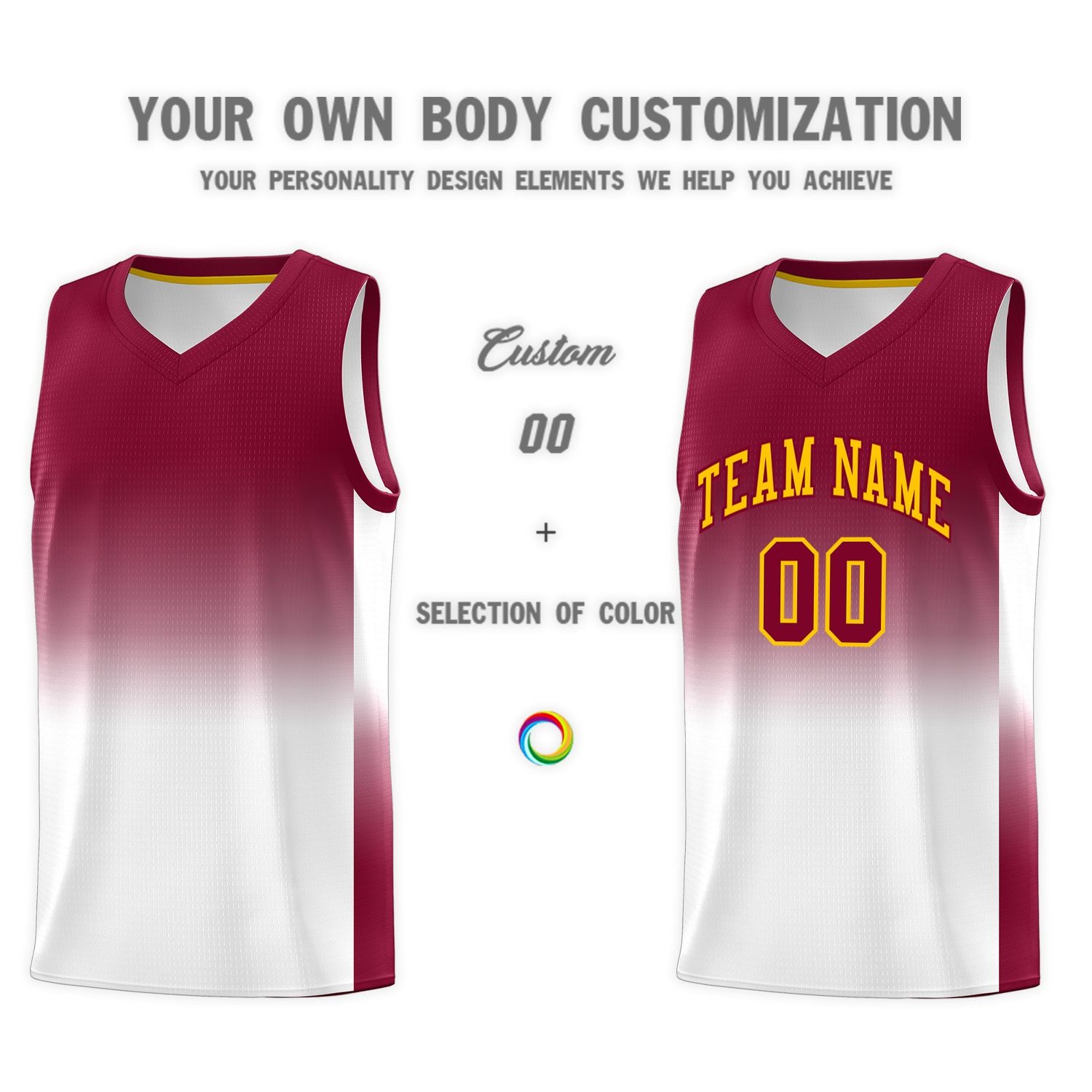 Custom Crimson White Gradient Fashion Sets Sports Uniform Basketball Jersey