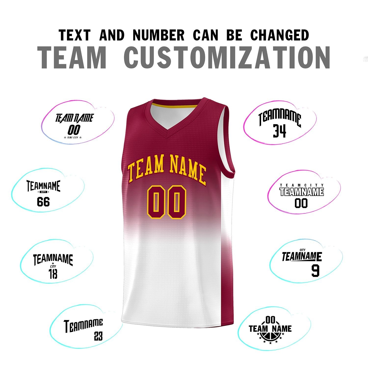 Custom Crimson White Gradient Fashion Sets Sports Uniform Basketball Jersey