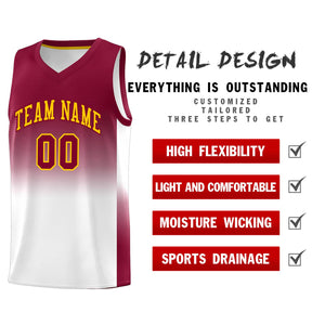 Custom Crimson White Gradient Fashion Sets Sports Uniform Basketball Jersey