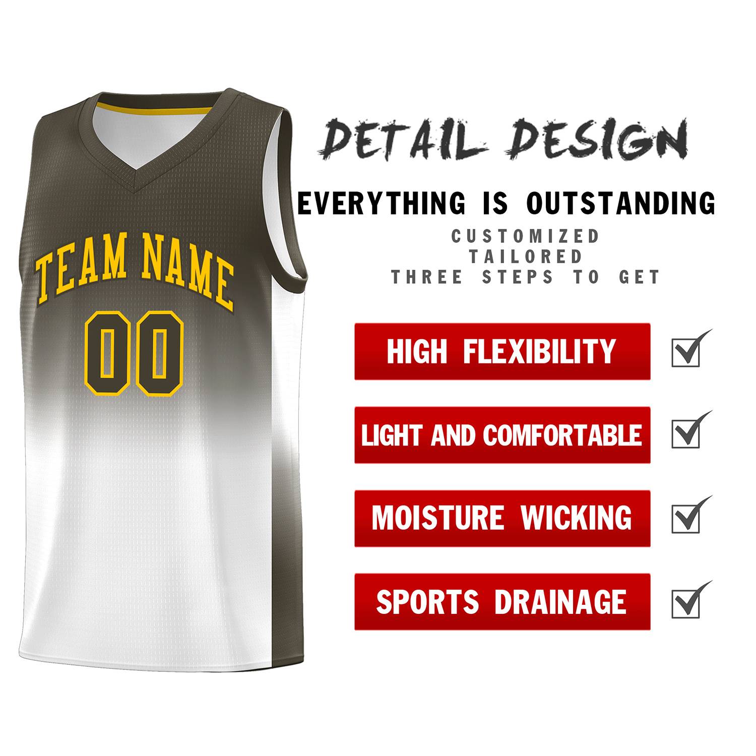 Custom Olive White Gradient Fashion Sets Sports Uniform Basketball Jersey