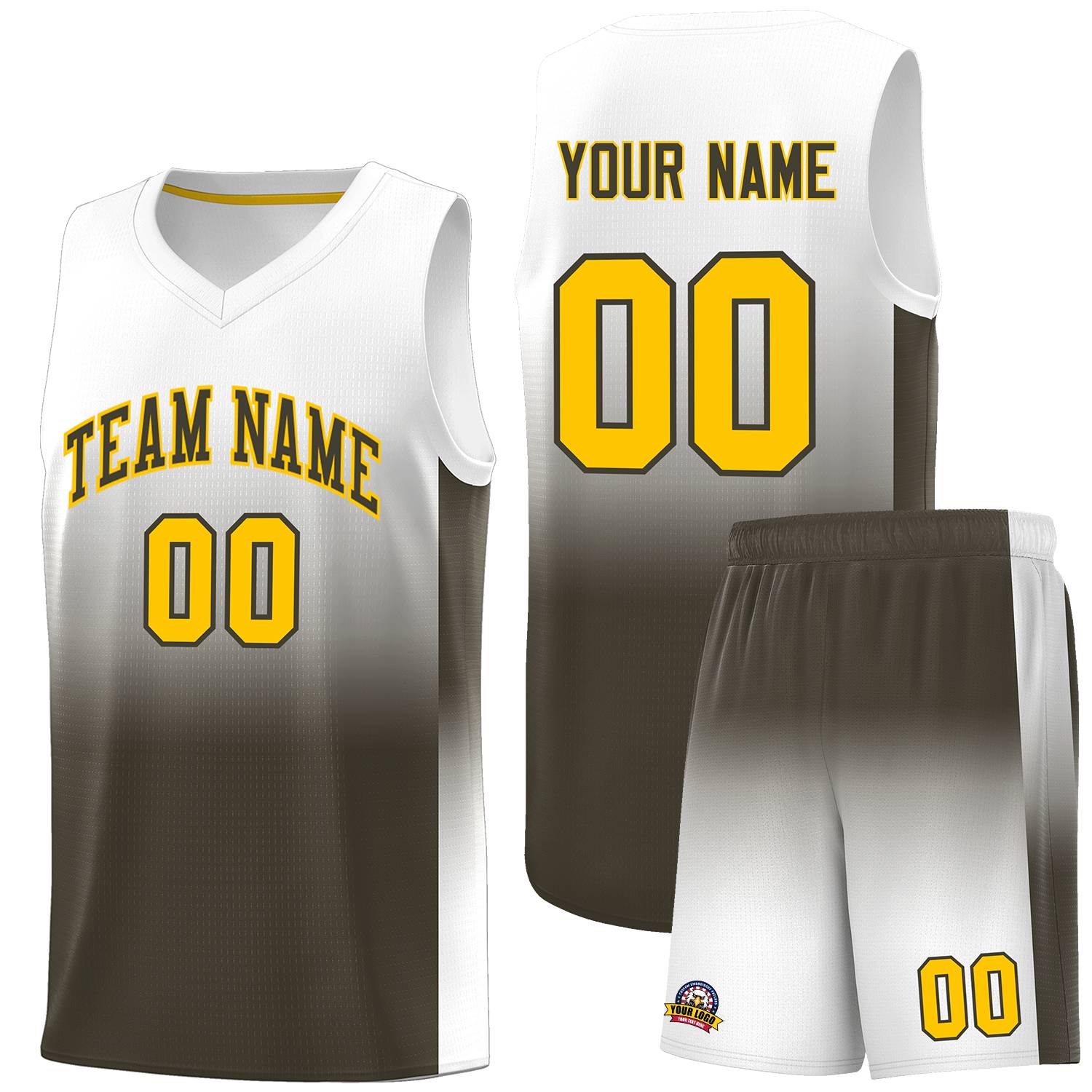 Custom White Olive Gradient Fashion Sets Sports Uniform Basketball Jersey