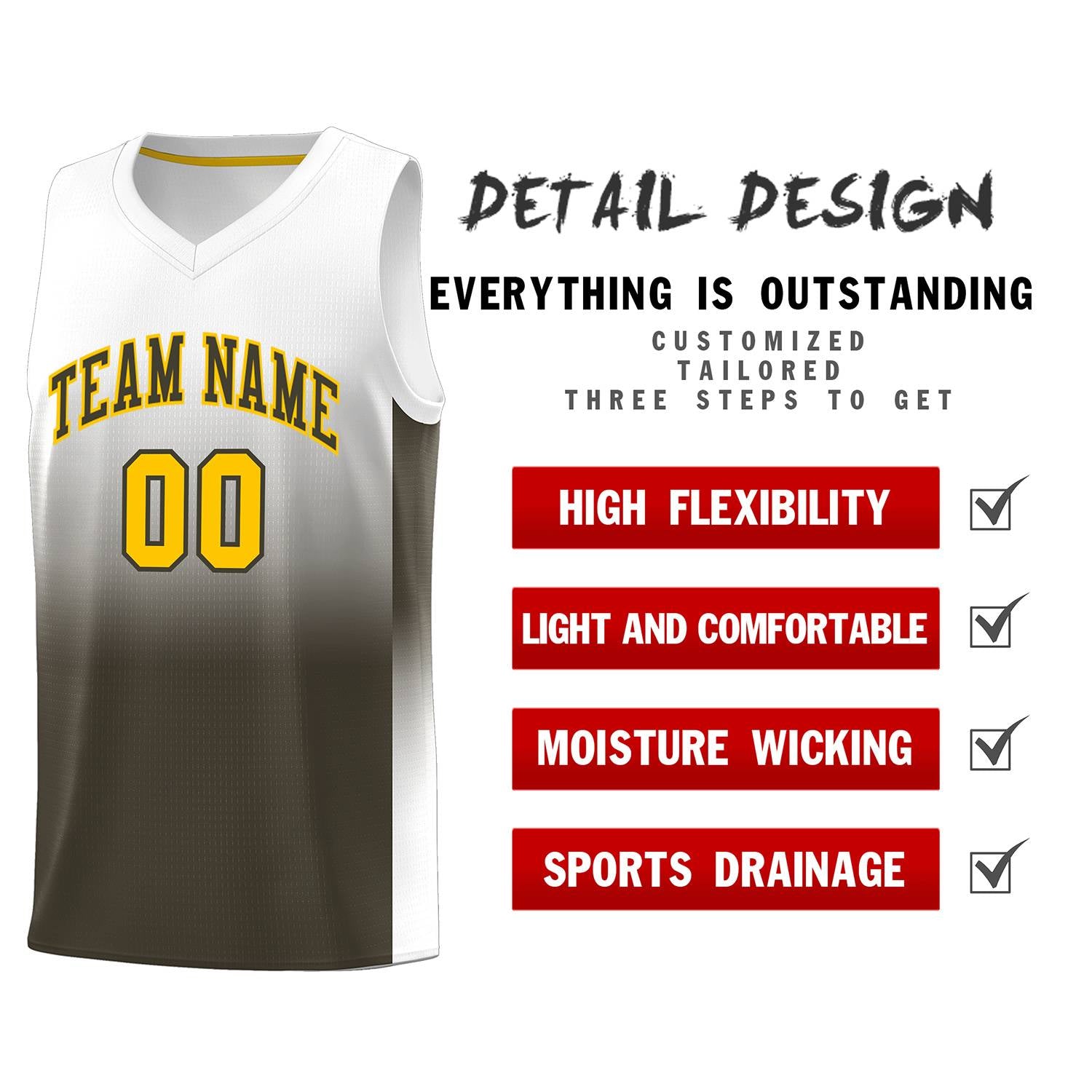 Custom White Olive Gradient Fashion Sets Sports Uniform Basketball Jersey