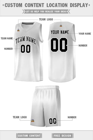 Custom Gray White Gradient Fashion Sets Sports Uniform Basketball Jersey