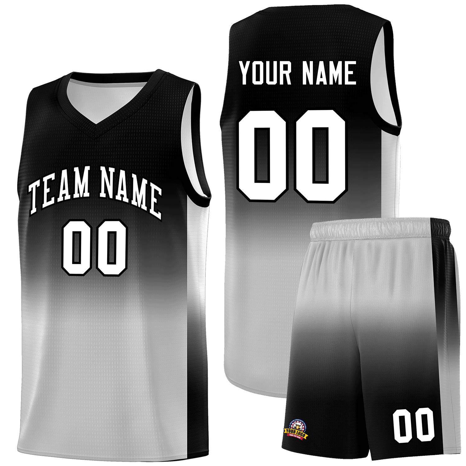 Custom Black Gray Gradient Fashion Sets Sports Uniform Basketball Jersey