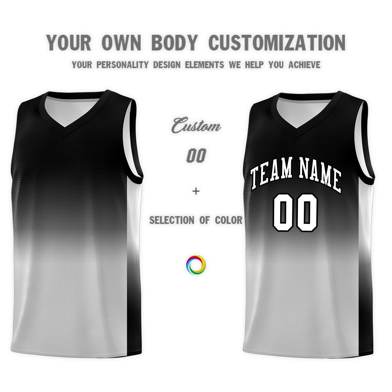 Custom Black Gray Gradient Fashion Sets Sports Uniform Basketball Jersey