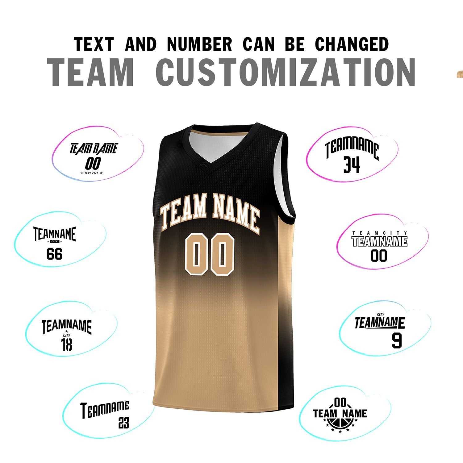 Custom Black Old Gold Gradient Fashion Sets Sports Uniform Basketball Jersey