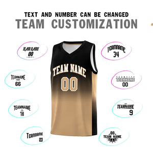 Custom Black Old Gold Gradient Fashion Sets Sports Uniform Basketball Jersey