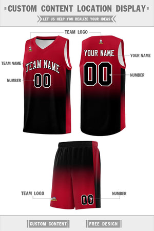 Custom Red Black Gradient Fashion Sets Sports Uniform Basketball Jersey