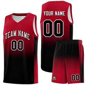 Custom Red Black Gradient Fashion Sets Sports Uniform Basketball Jersey