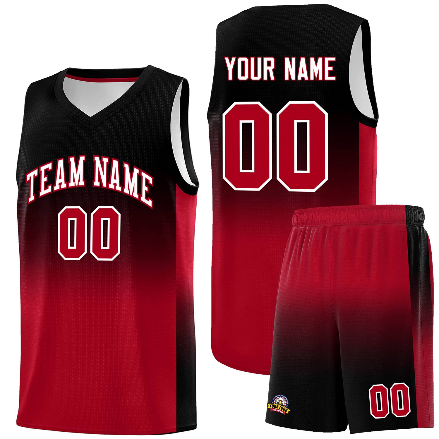 Custom Black Red Gradient Fashion Sets Sports Uniform Basketball Jersey