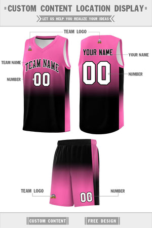 Custom Pink Black Gradient Fashion Sets Sports Uniform Basketball Jersey