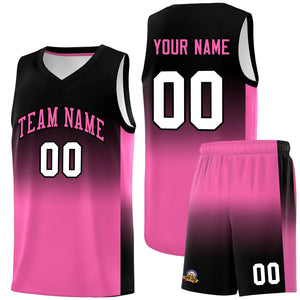 Custom Black Pink Gradient Fashion Sets Sports Uniform Basketball Jersey