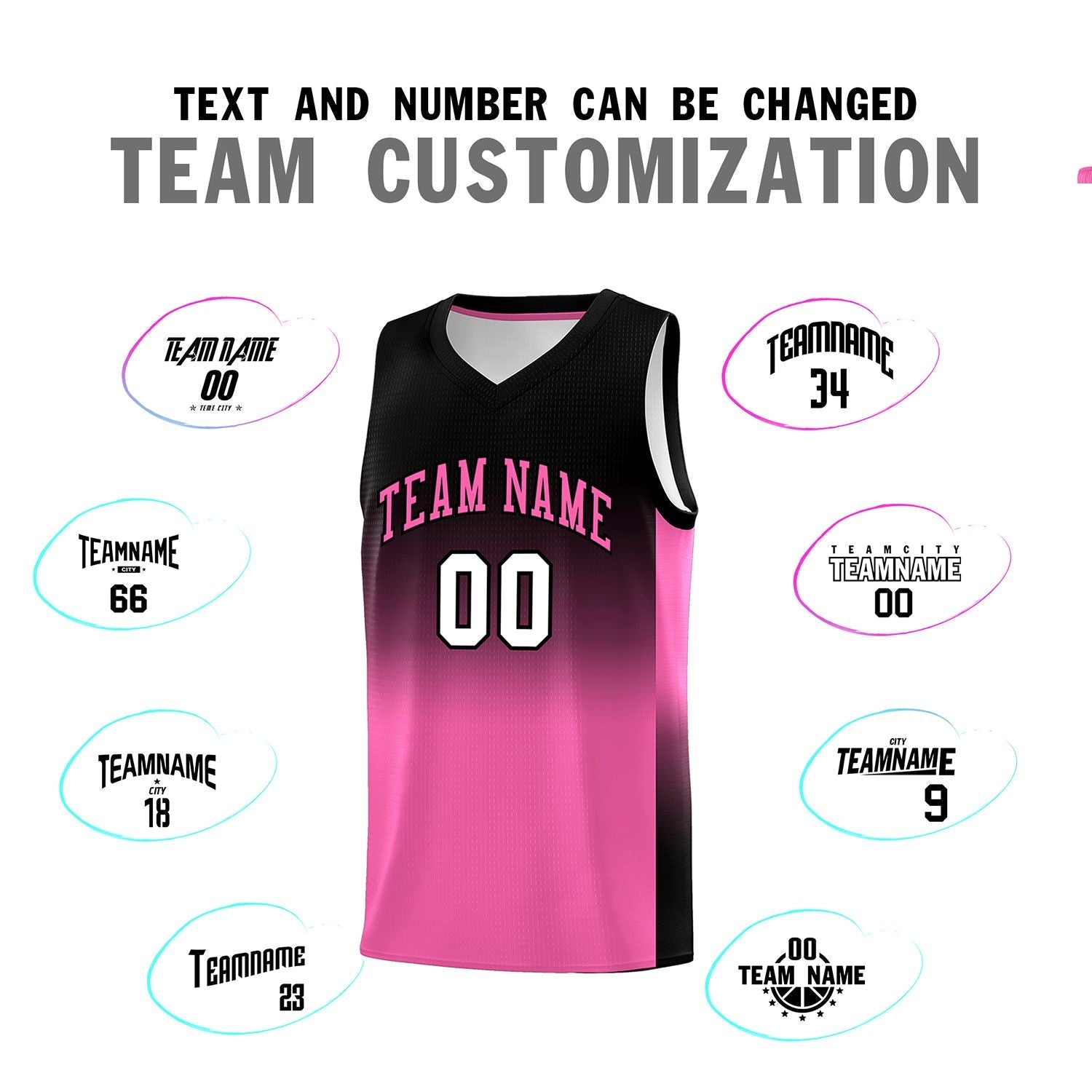 Custom Black Pink Gradient Fashion Sets Sports Uniform Basketball Jersey