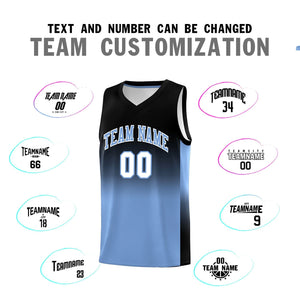 Custom Black Light Blue Gradient Fashion Sets Sports Uniform Basketball Jersey