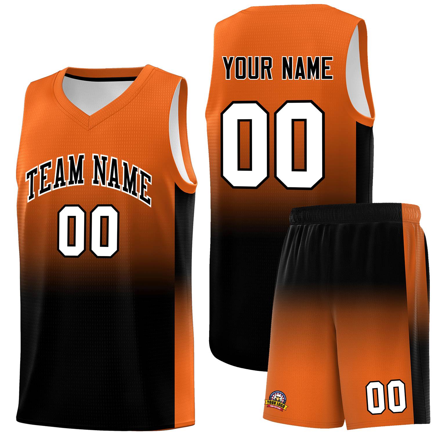 Custom Orange Black Gradient Fashion Sets Sports Uniform Basketball Jersey