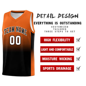 Custom Orange Black Gradient Fashion Sets Sports Uniform Basketball Jersey