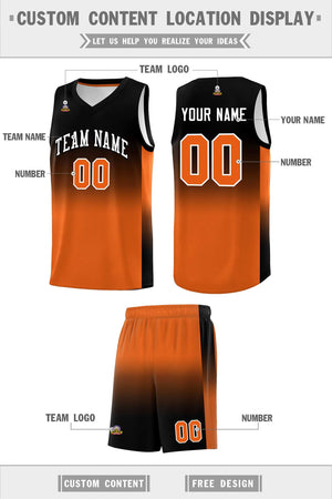 Custom Black Orange Gradient Fashion Sets Sports Uniform Basketball Jersey