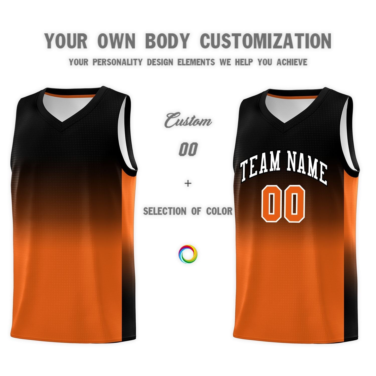 Custom Black Orange Gradient Fashion Sets Sports Uniform Basketball Jersey