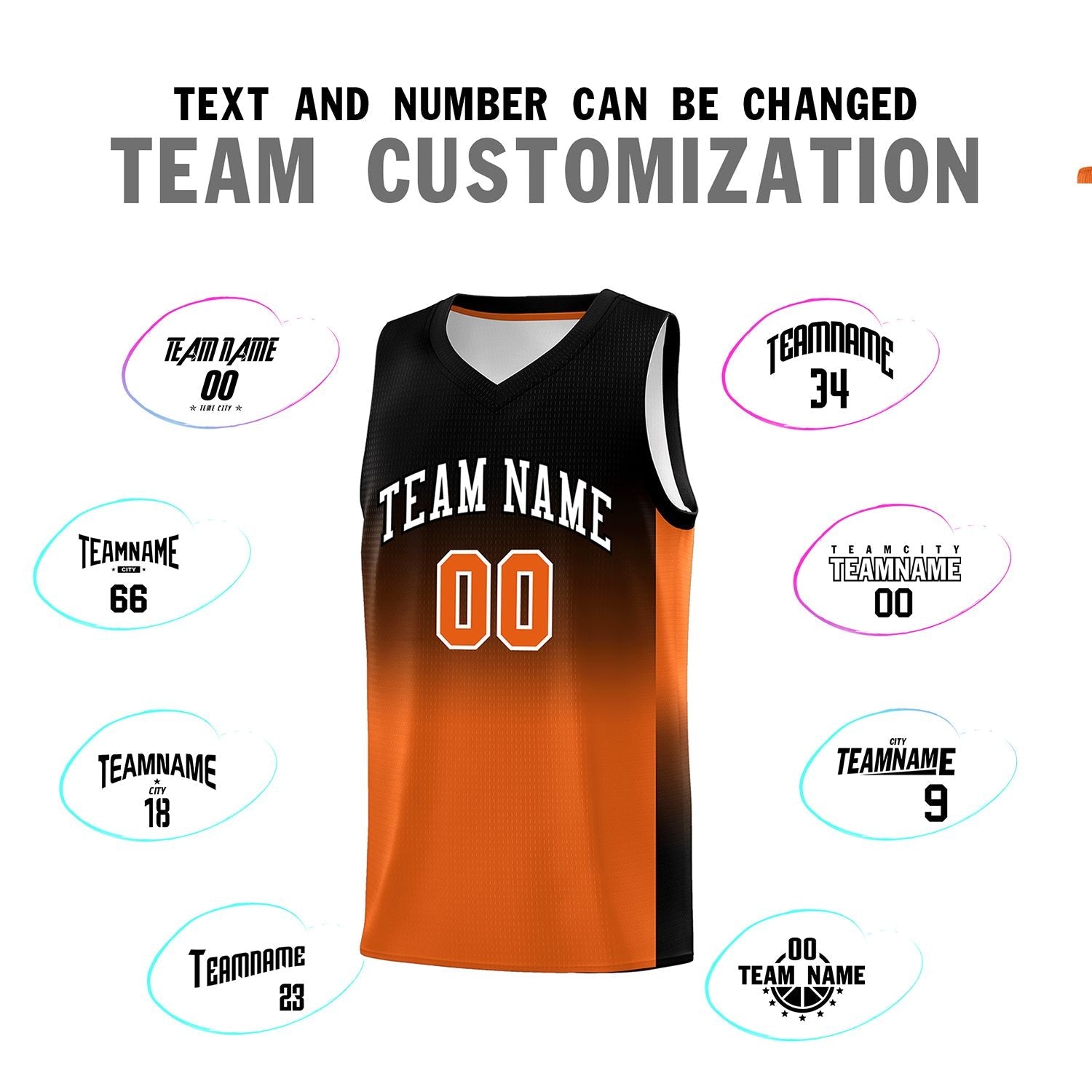 Custom Black Orange Gradient Fashion Sets Sports Uniform Basketball Jersey